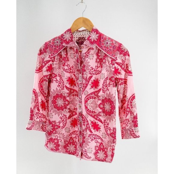 Robert Graham Tops - Robert Graham women's  Pink paisley embroidered blouse | Small
